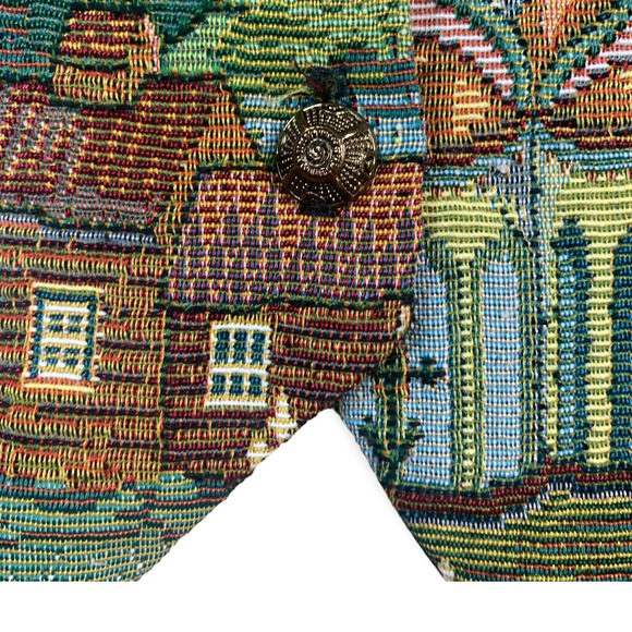 Vintage 80s Backroad Woven Kremlin Russia Village Sleeveless Vest- Women's Large - Picture 3 of 7